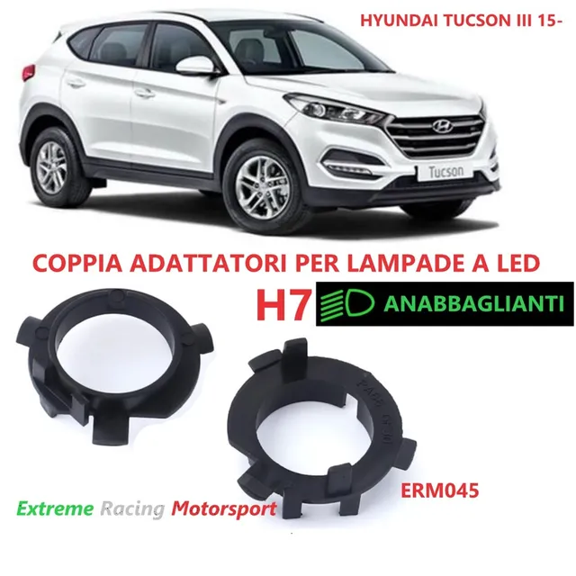 Xtreme Racing Accessori per Illuminazione LED ERM045 adattatori H7 LED Hyundai Tucson III 2015- coppia