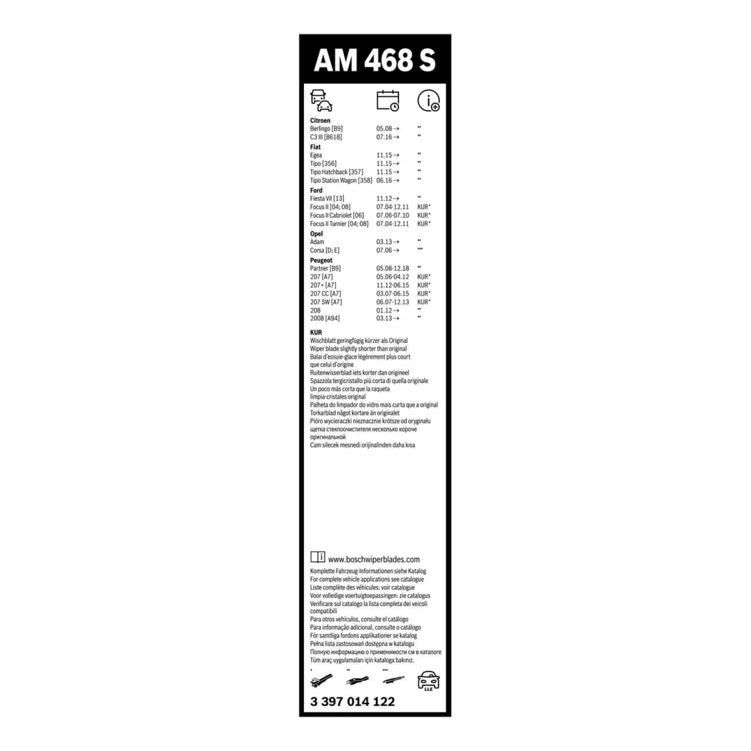 Bosch Spazzole tergicristallo AM468S 650/400 mm con spoiler