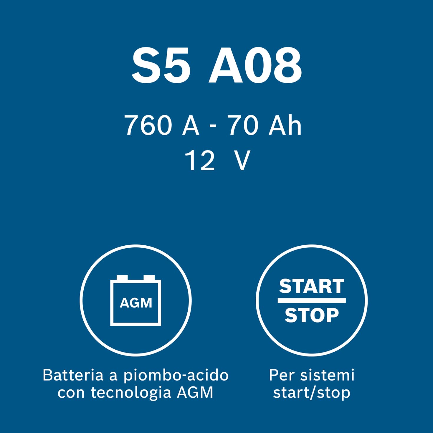 Bosch Batterie S5A08 batteria AGM 70 Ah 760 A Start&Stop