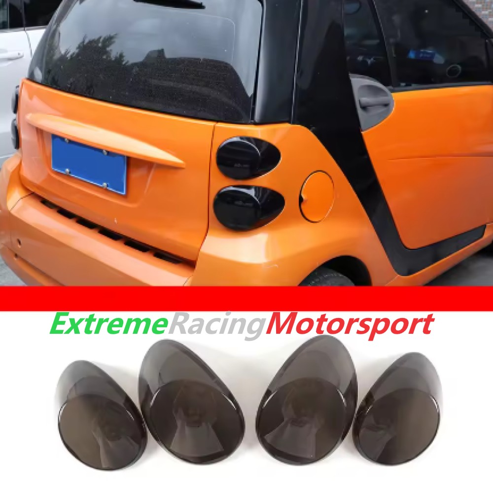 Xtreme Racing Decorazioni Auto e Adesivi Set Cover Fumè fari Smart 451 2007-2014 cover posteriori lucide
