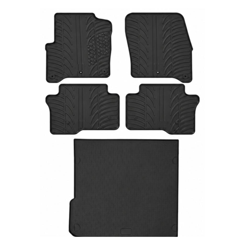 Travall Bundles Audi Q7 Tappetino bagagliaio e tappetini auto in gomma 2006-2015 kit 2 pezzi resistente