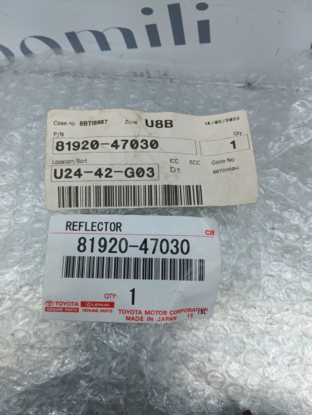 Pomili Fanaleria Toyota Prius riflettore posteriore sinistro nuovo 81920-47030