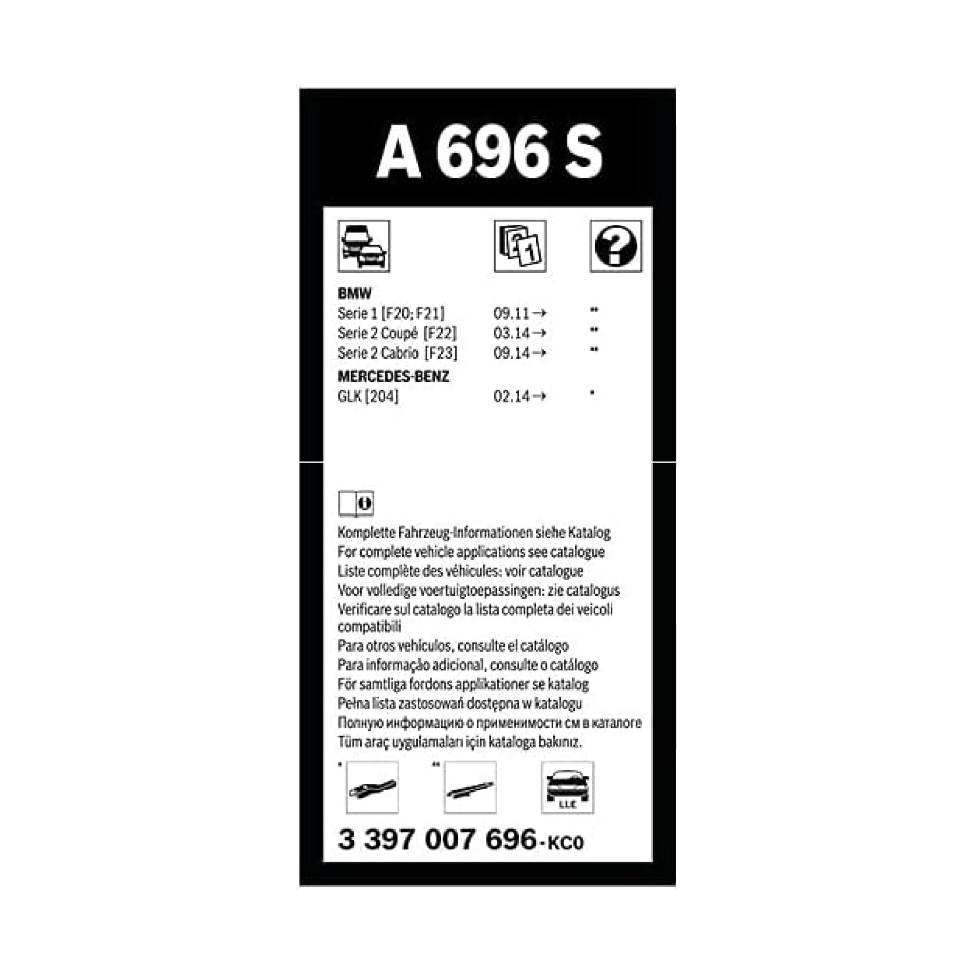 Bosch Aerotwin A696S 3397007696 spazzole tergicristallo 550/450 mm