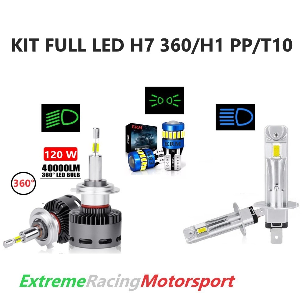 Xtreme Racing Kit Illuminazione LED Kit Lampade FULL LED T10/H7 360° 40K/H1 kit LED 6000K