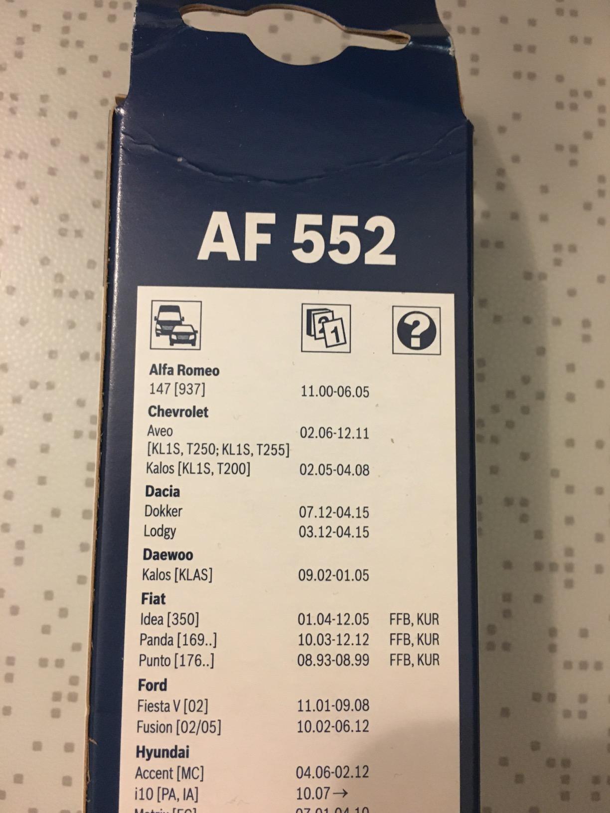 Bosch Spazzole tergicristallo Aerofit AF552 set 550/400 mm