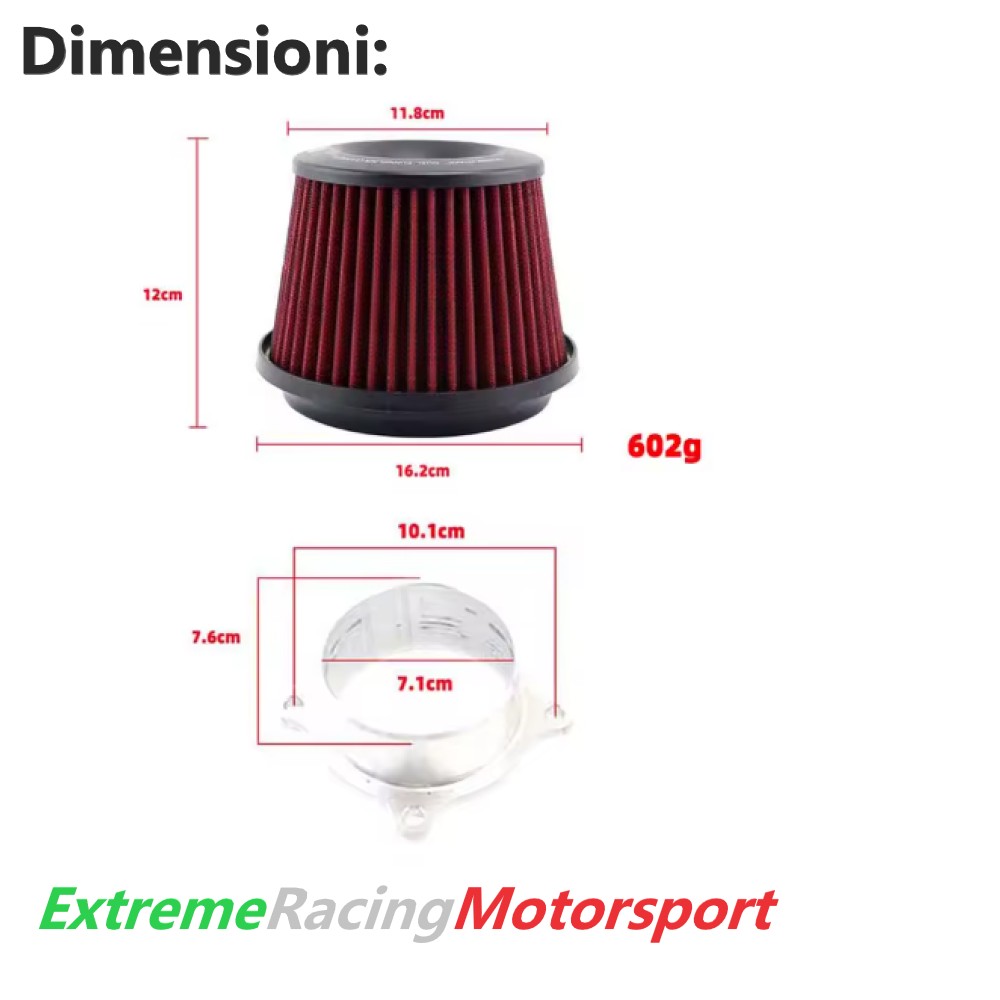 Xtreme Racing Filtri Aria filtro aspirazione diretta 76 mm a cono rosso
