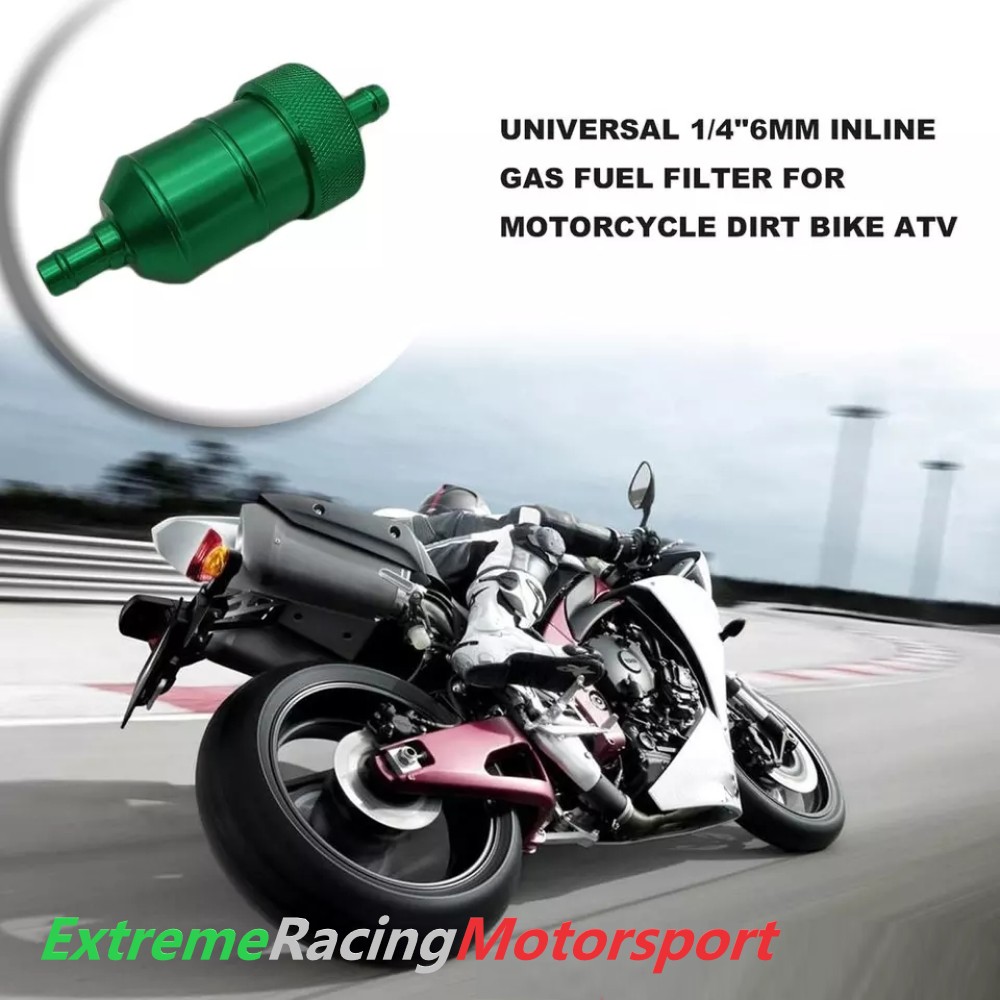 Xtreme Racing filtro carburante in alluminio, verde, imbocco 6 mm