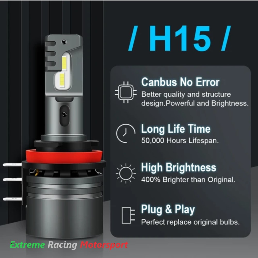 Xtreme Racing Lampadine LED DRL Typ 1 H15 coppia 6500K bianco ghiaccio