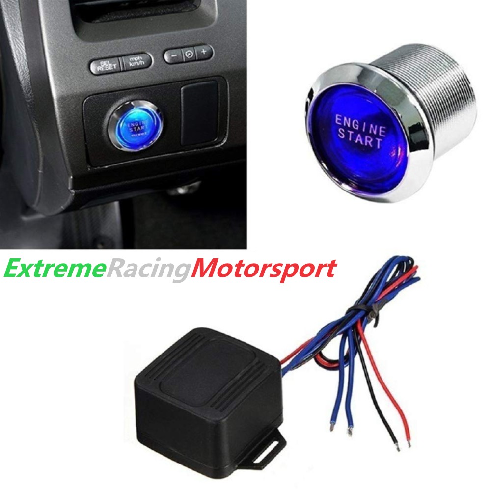 Xtreme Racing Decorazioni Auto e Adesivi Pulsante Engine Start avviamento blu 12 V, con relè
