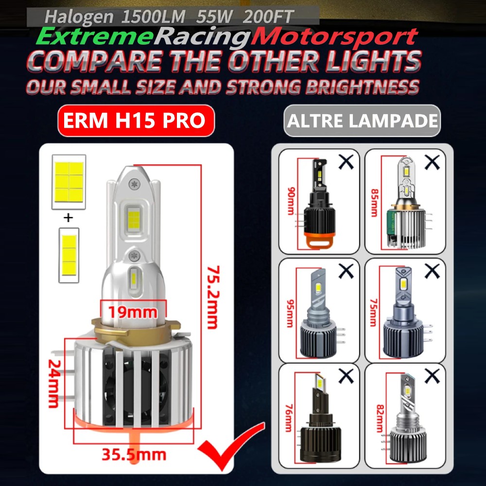 Xtreme Racing ERM Pro Light H15 lampade LED DRL 6500 K