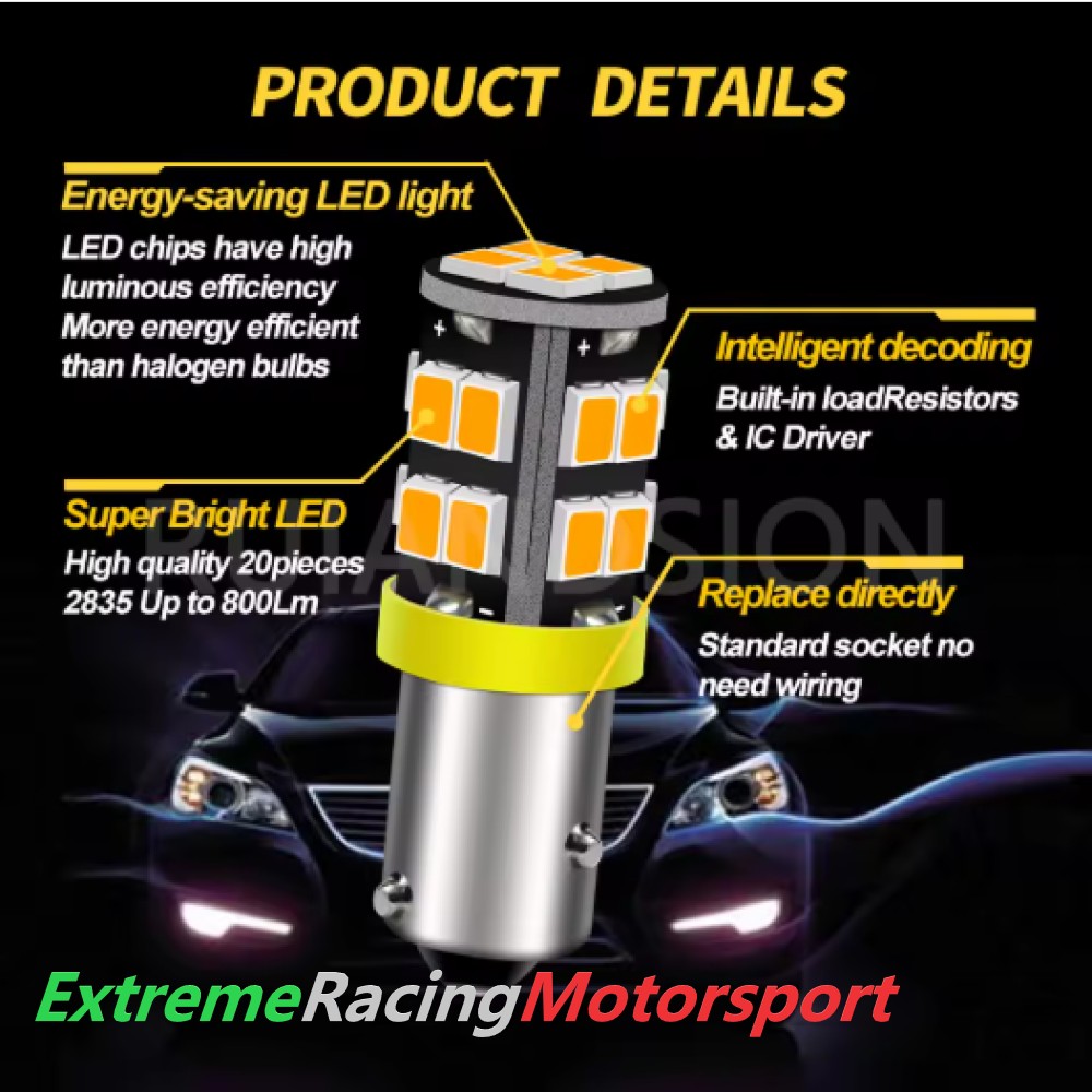 Xtreme Racing Lampadine LED ERM BA9S T4W 20 LED arancioni coppia Canbus