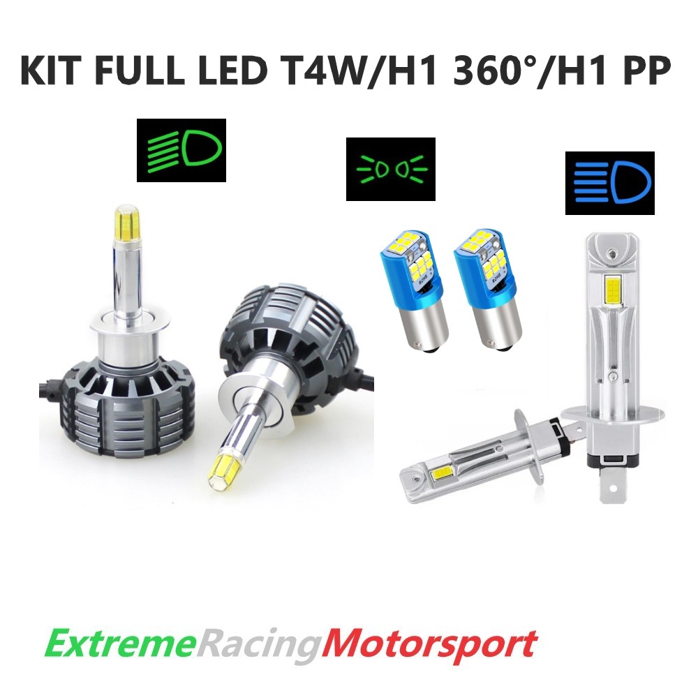 Xtreme Racing Kit Illuminazione LED Kit Lampade FULL LED T4W/H1 360° 20K/H1 PP, bianco 6000 K