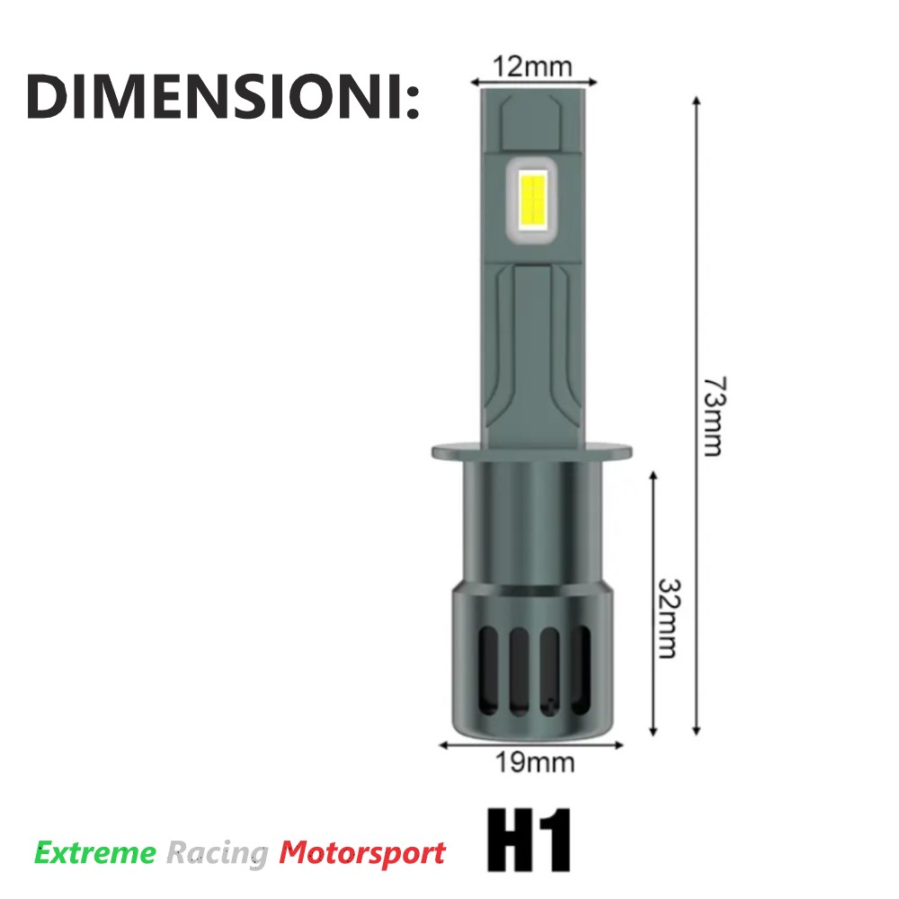 Xtreme Racing Lampadine LED ERM V25 H1 60 W 6500 K coppia