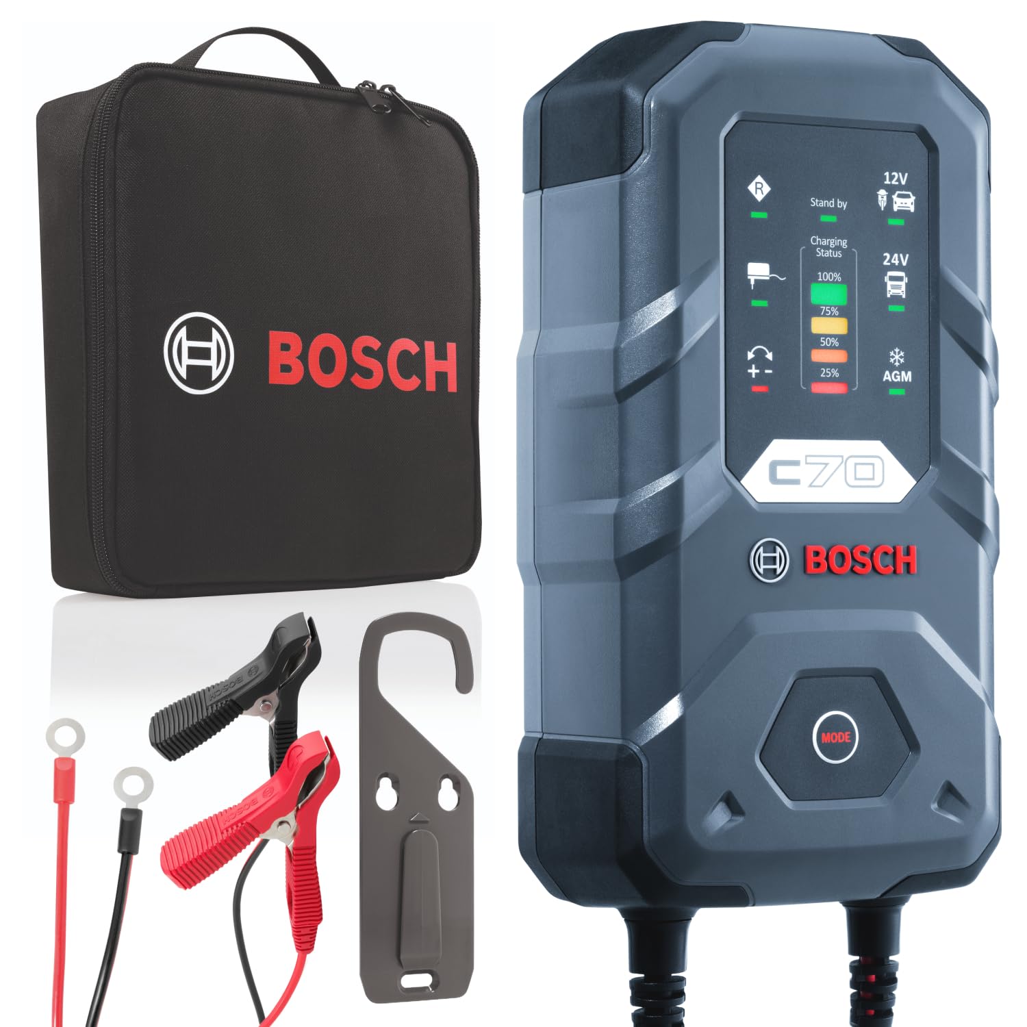 Bosch HCP Caricabatterie e avviatori C70 10 A 12/24 V per batterie AGM