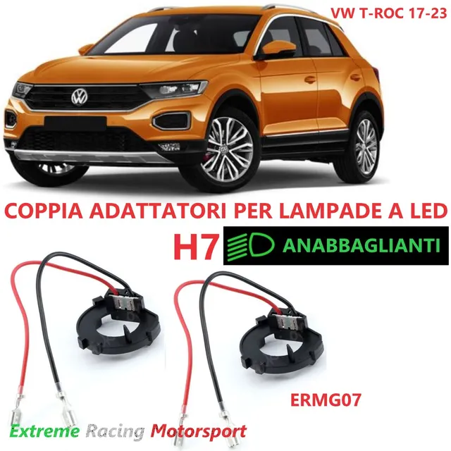 Xtreme Racing Accessori per Illuminazione LED ERMG07 adattatori lampadine H7 VW T-Roc 17-23 coppia