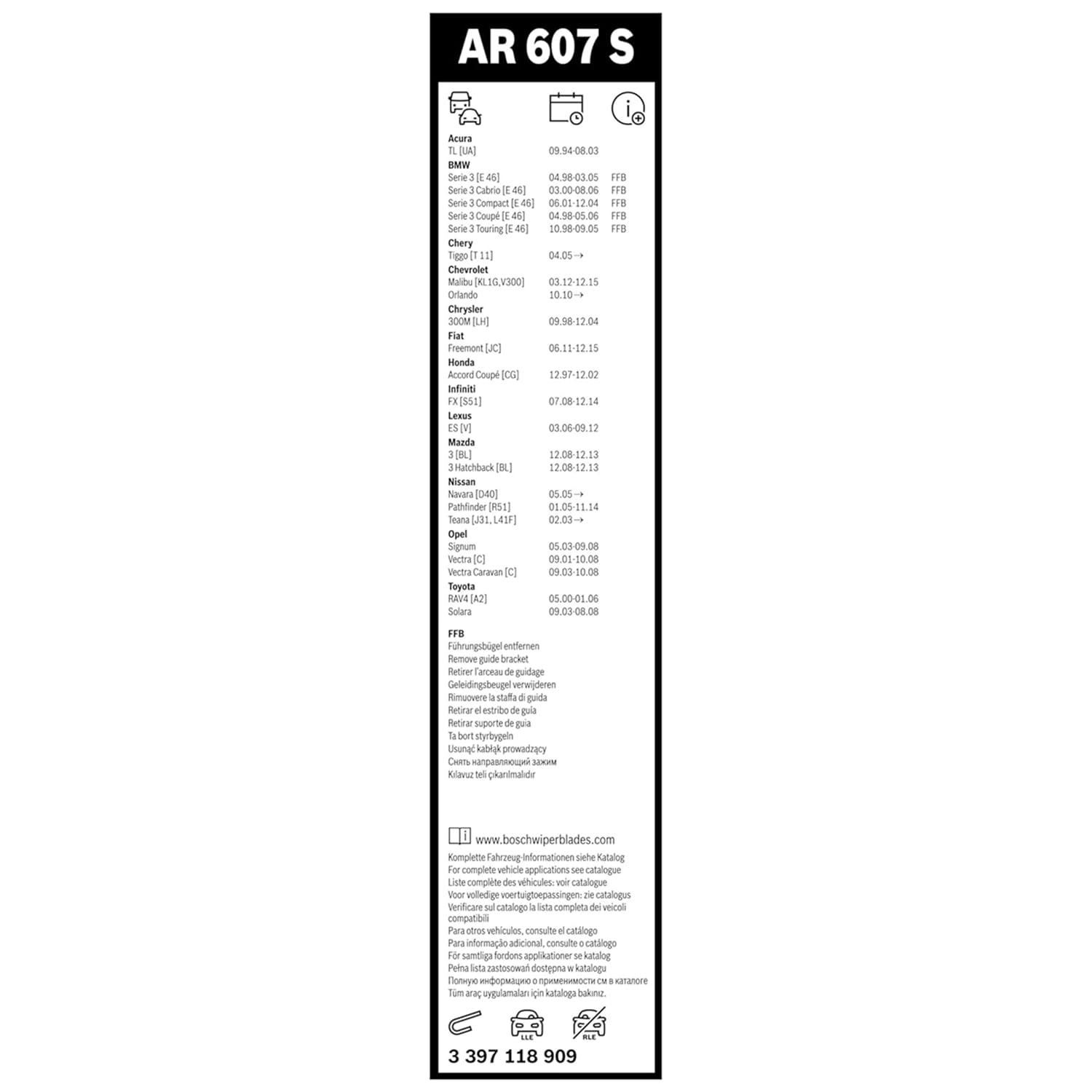 Bosch Spazzole tergicristallo 3397118909, set 600/475 mm con spoiler