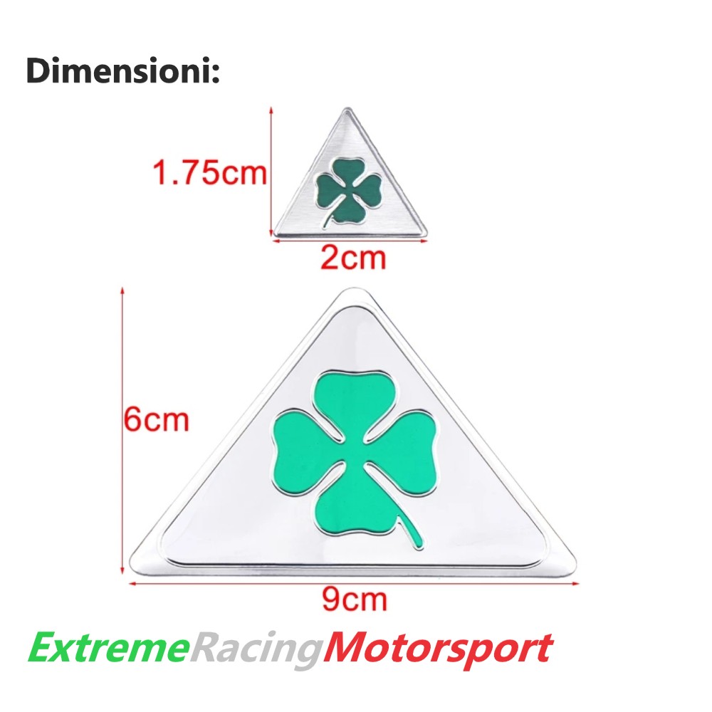 Xtreme Racing Decorazioni Auto e Adesivi Set 3 Stemmi Alluminizzati Quadrifoglio Verde