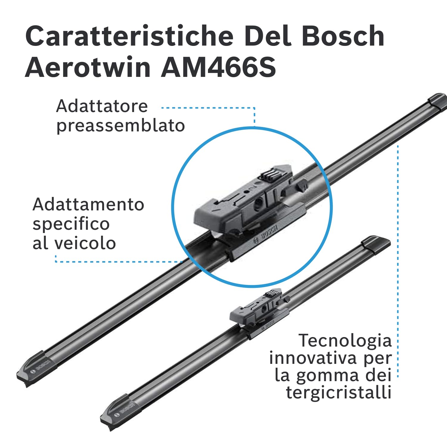 Bosch Spazzole tergicristallo AM466S Aerotwin set 2 pezzi anteriori aerodinamiche