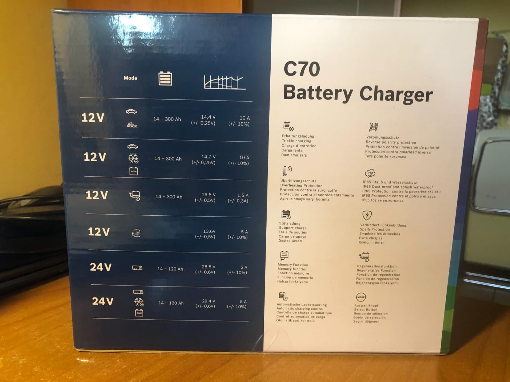 Bosch HCP Caricabatterie e avviatori C70 10 A 12/24 V per batterie AGM