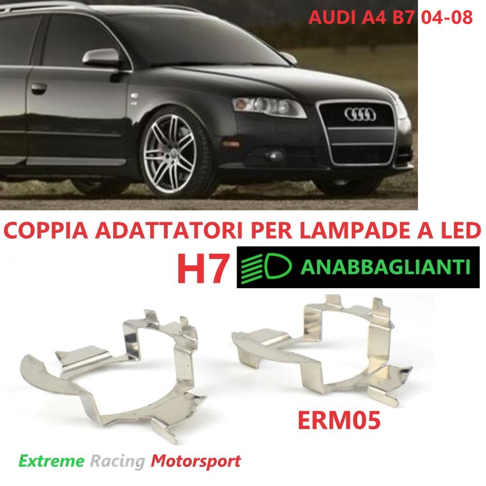 Xtreme Racing Accessori per Illuminazione LED ERM005 Audi A4 B7 04-08 Adattatori H7 Metallo