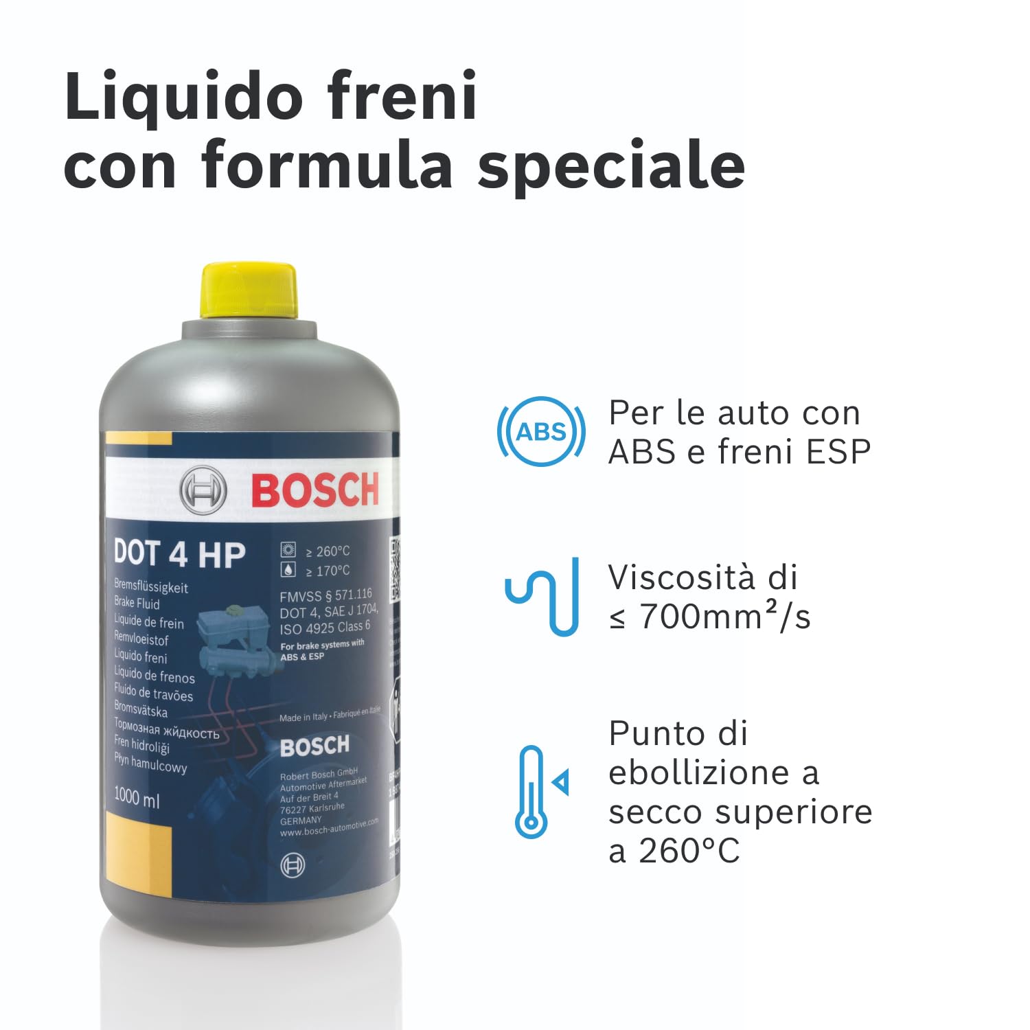 Bosch Sistema frenante DOT 4 HP liquido freni 1 L per ABS ESP
