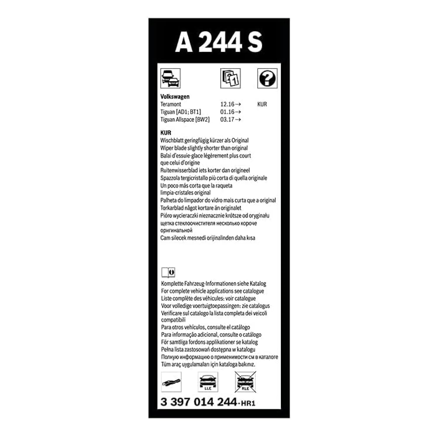 Bosch HCP Spazzole tergicristallo 3397014244 Aerotwin A244S 2 pezzi confezione tradizionale