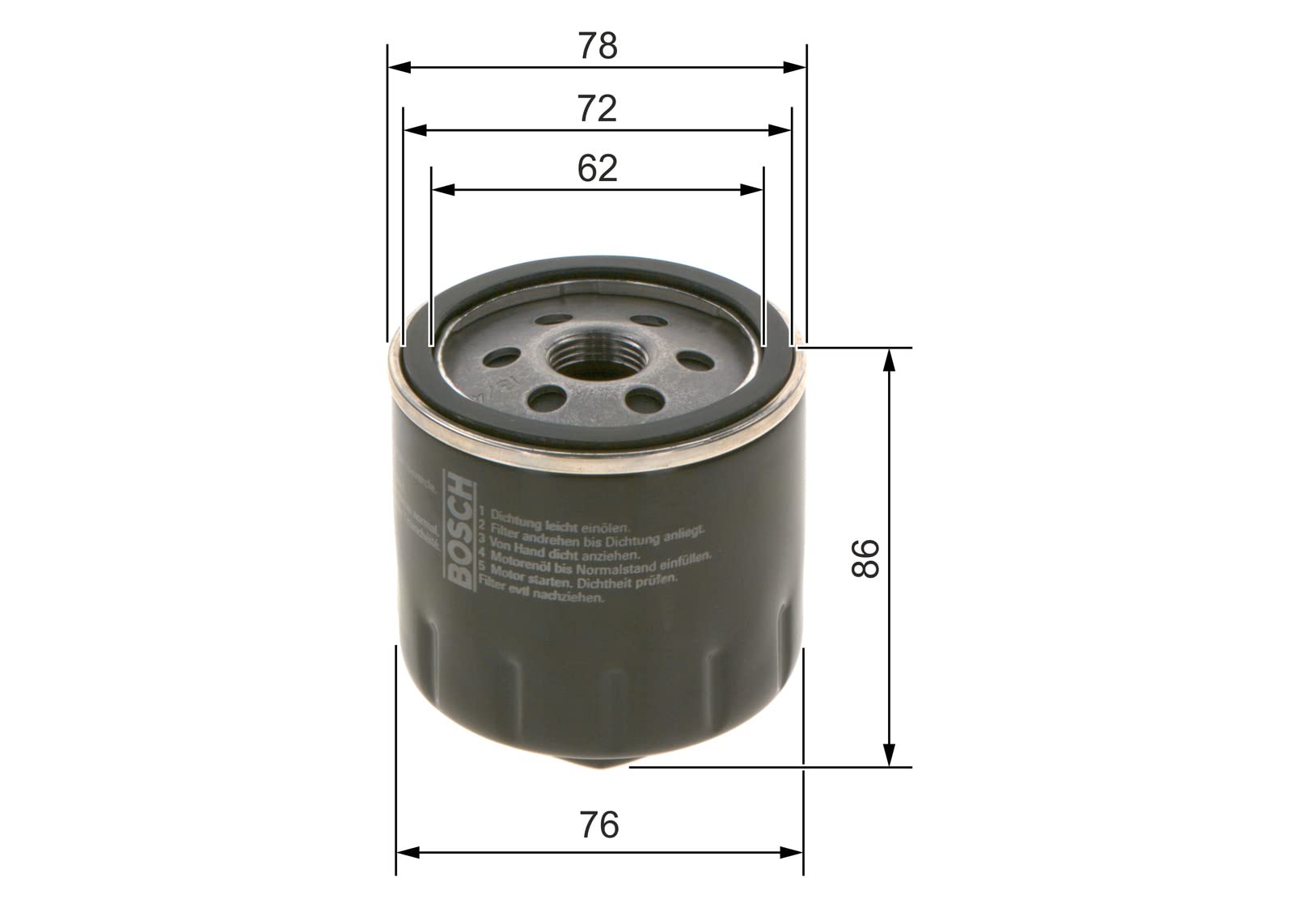 Bosch HCP Filtri P3318 filtro olio spin-on con valvola di non ritorno