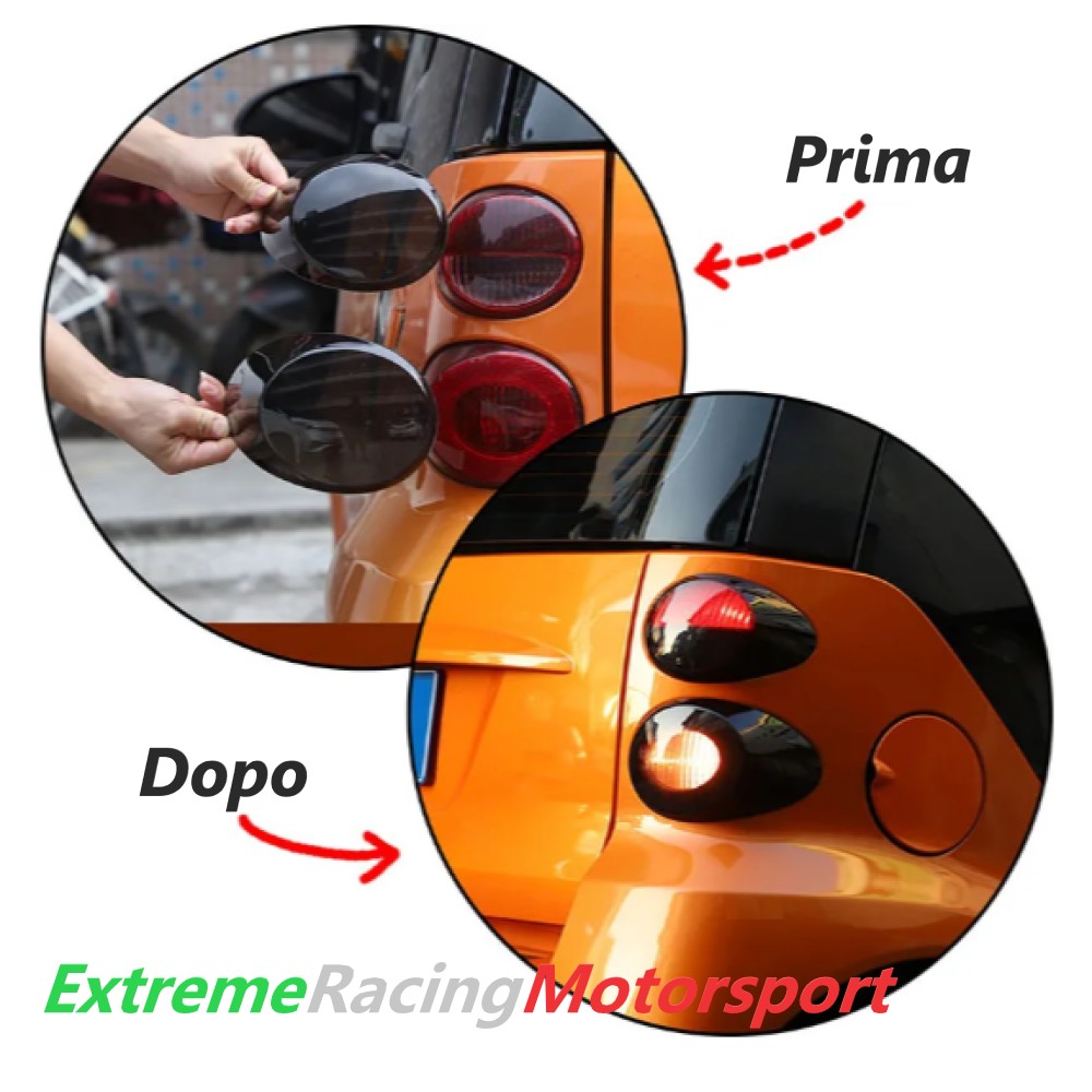Xtreme Racing Decorazioni Auto e Adesivi Set Cover Fumè fari Smart 451 2007-2014 cover posteriori lucide