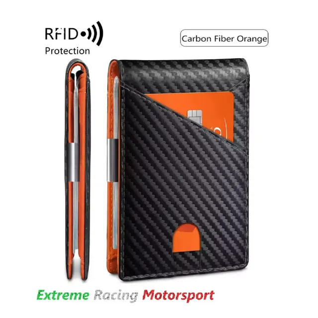 Xtreme Racing Portafogli e Articoli in Ecopelle Portafoglio Carbon Look Orange RFID