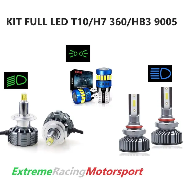Xtreme Racing Kit Illuminazione LED T10 H7 360° 20K HB3 9005 kit lampade 6000K