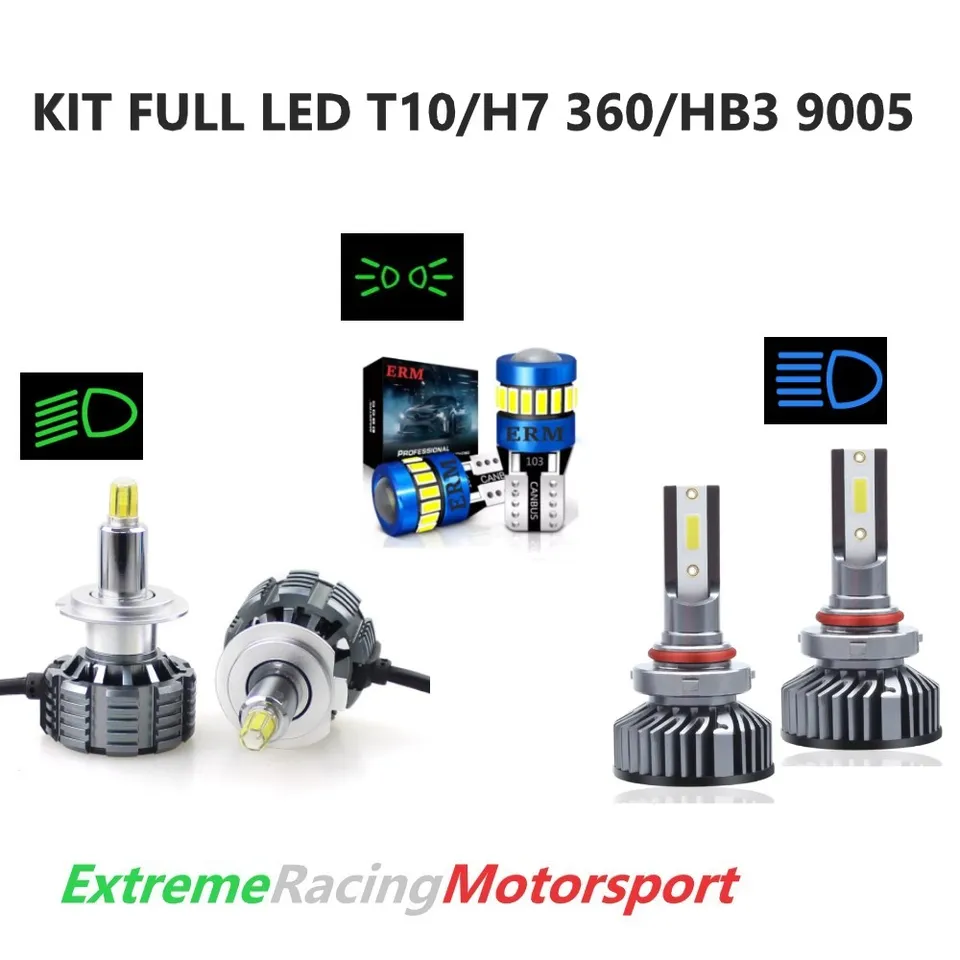 Xtreme Racing Kit Illuminazione LED T10 H7 360° 20K HB3 9005 kit lampade 6000K
