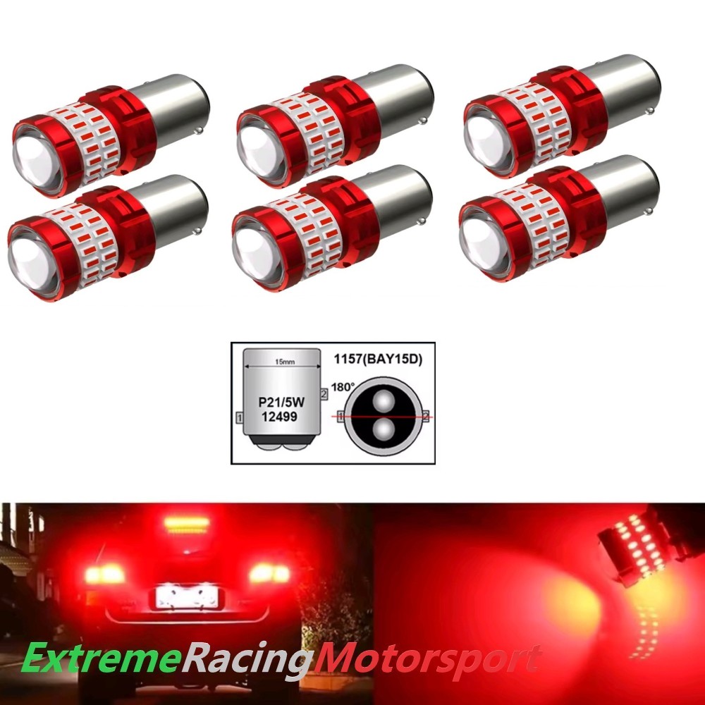 Xtreme Racing Lampadine LED F44 1157 BAY15D P21/5W 6 pezzi rosse 1200 lumen