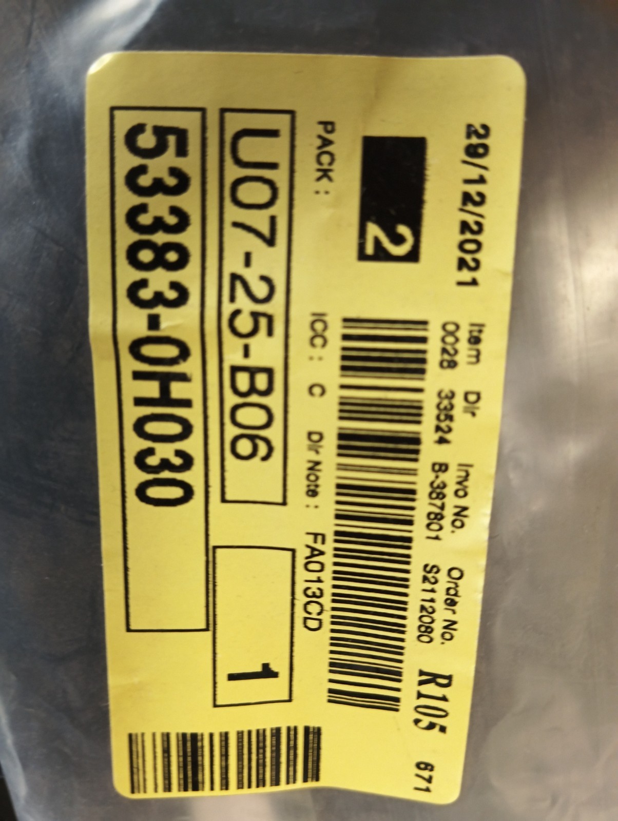 Pomili Cristalli Toyota Aygo 53383-0H030 guarnizione parabrezza cofano