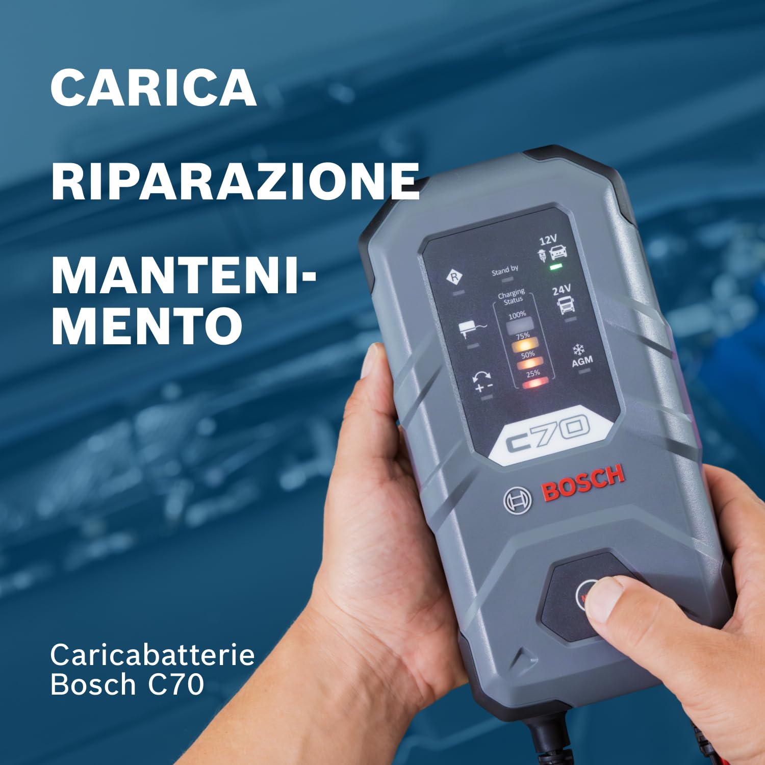 Bosch HCP Caricabatterie e avviatori C70 10 A 12/24 V per batterie AGM