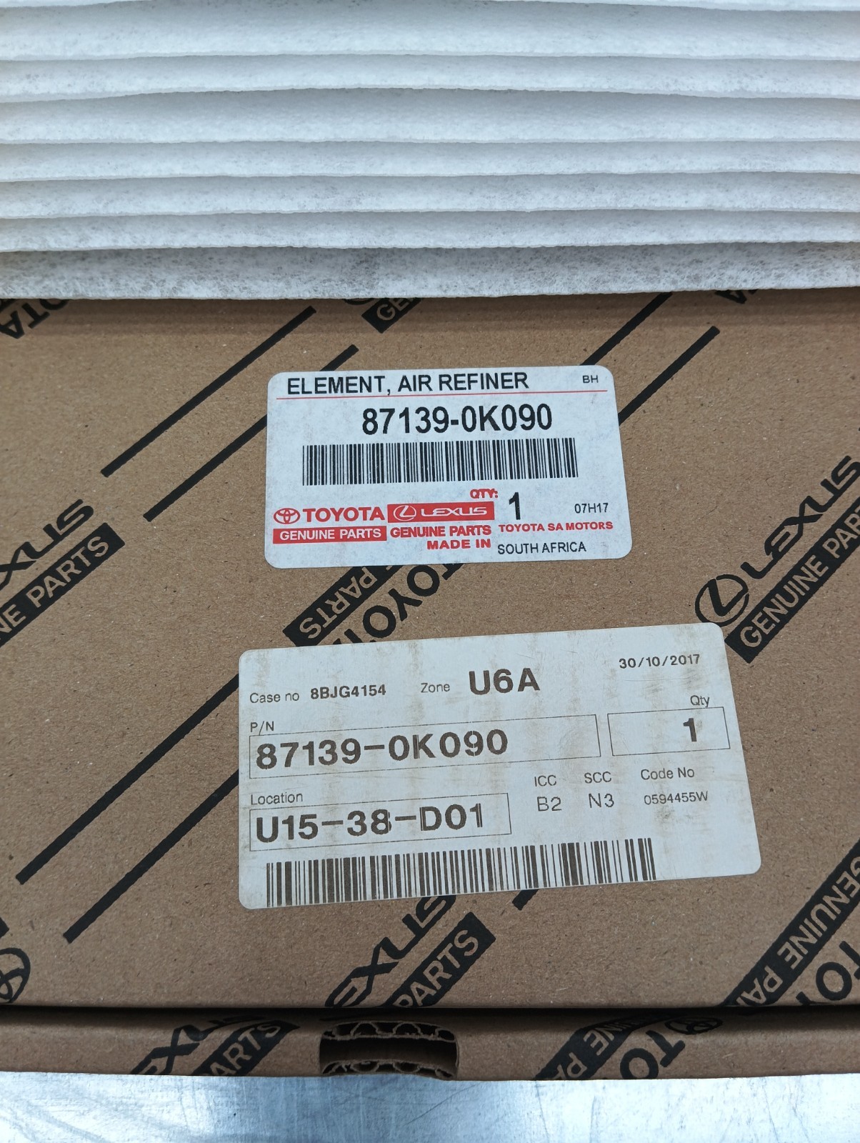 Pomili Climatizzazione Toyota Genuine Parts 87139-0K090 filtro abitacolo nuovo