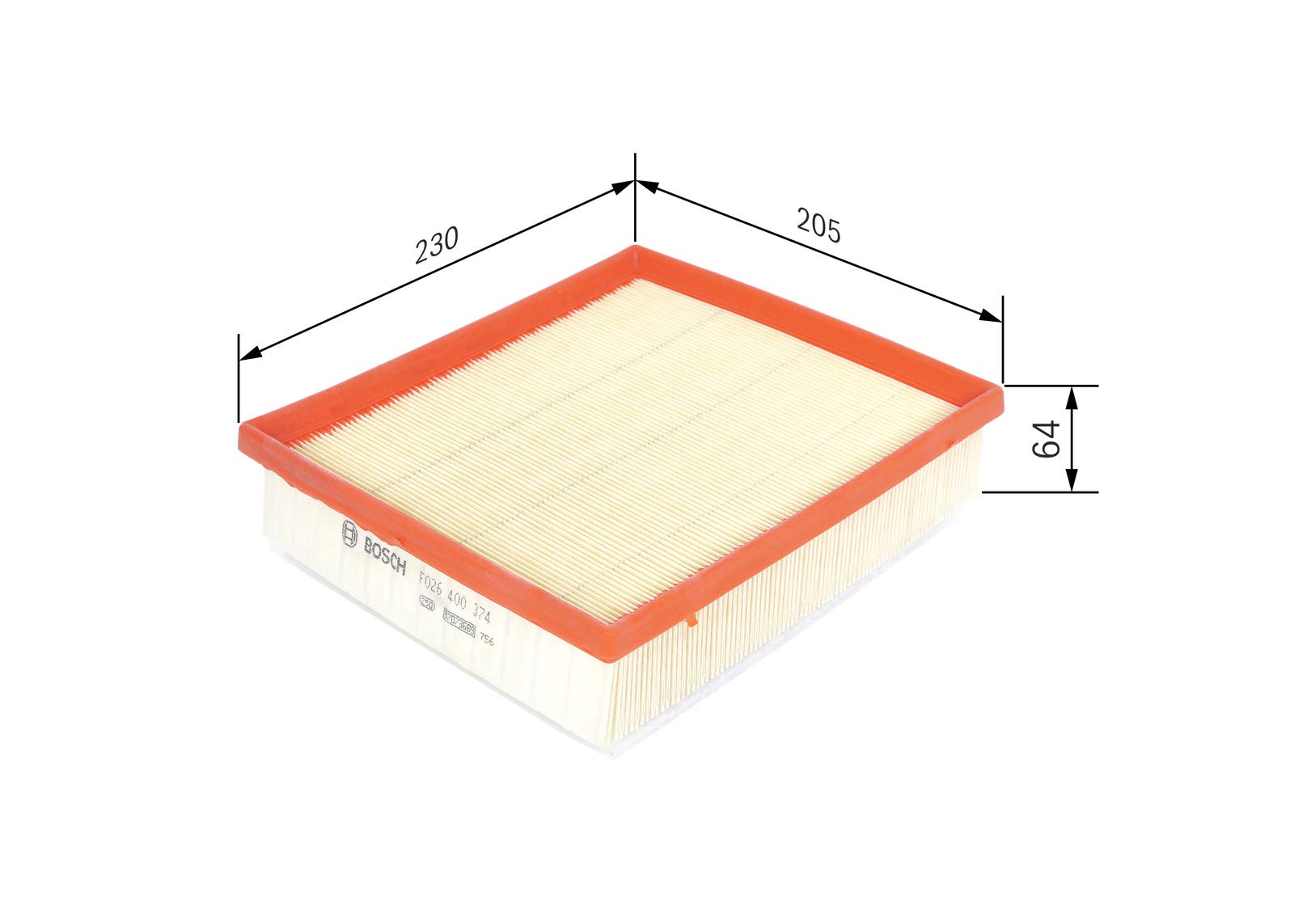 Bosch Filtri F026400374 filtro aria elemento filtrante 228 mm motore