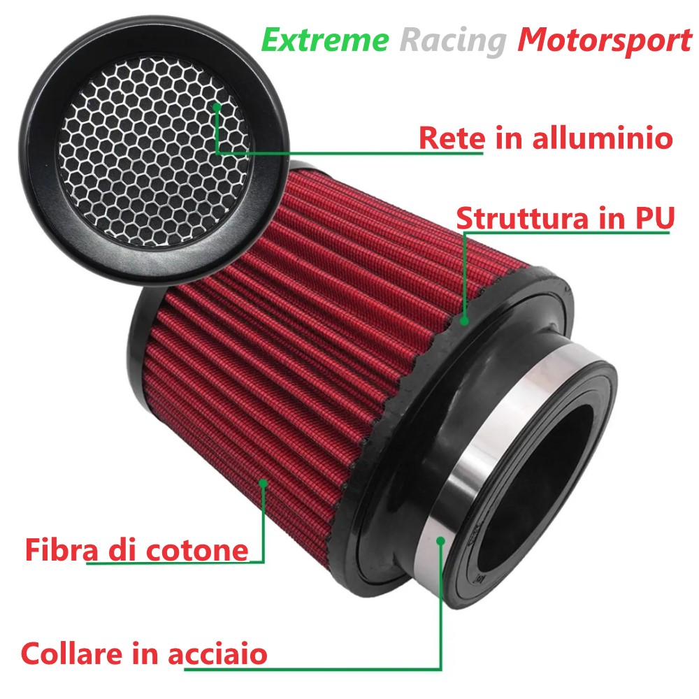Xtreme Racing Filtri Aria Filtro Aria Aspirazione Diretta ERM 60 mm conico cotone