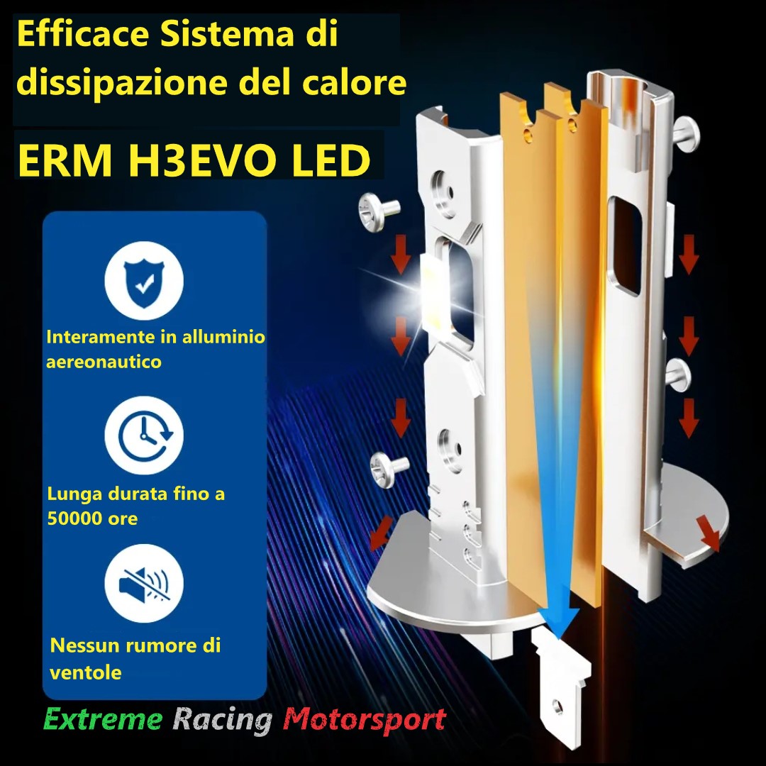 Xtreme Racing Lampadine LED ERM EVO CPS 3570 H3 bianche 6000K coppia