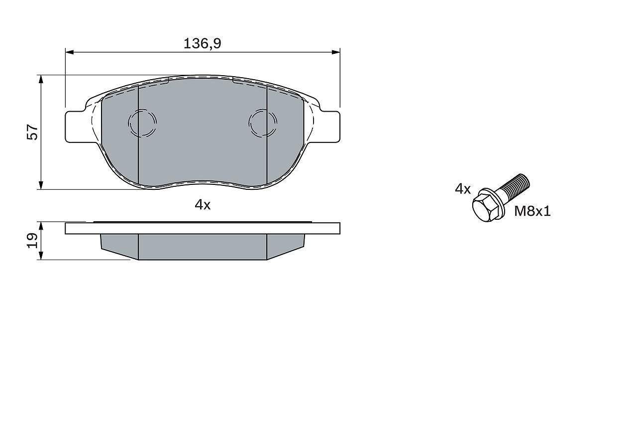 Bosch HCP Sistema frenante 0986494038 pastiglie freno kit con viti