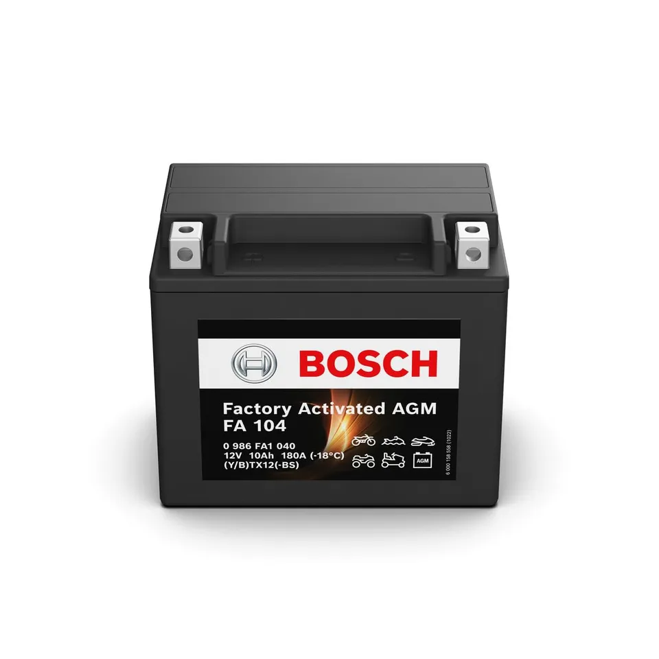 Bosch HCP Batterie FA104 AGM 12V 10Ah per moto, pronta all'uso