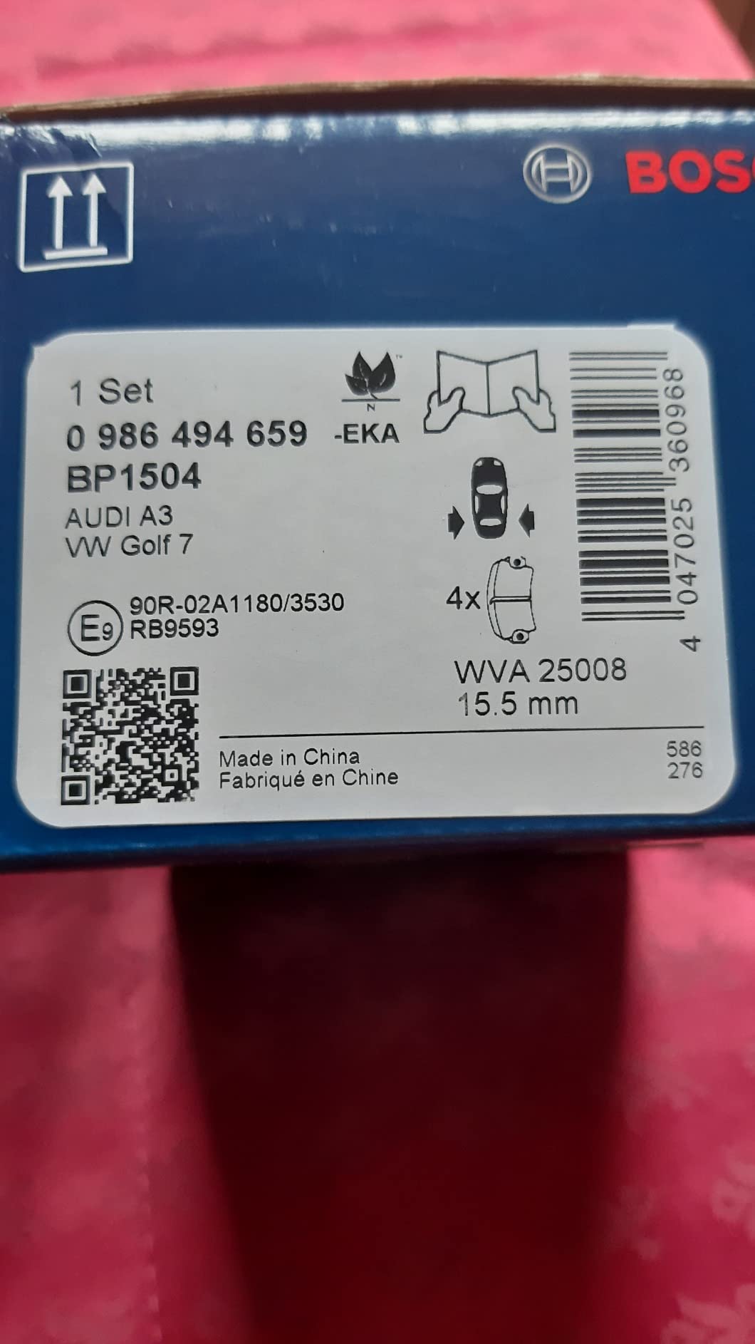 Bosch HCP Sistema frenante 0986494659 pastiglie freno posteriori 4 pezzi