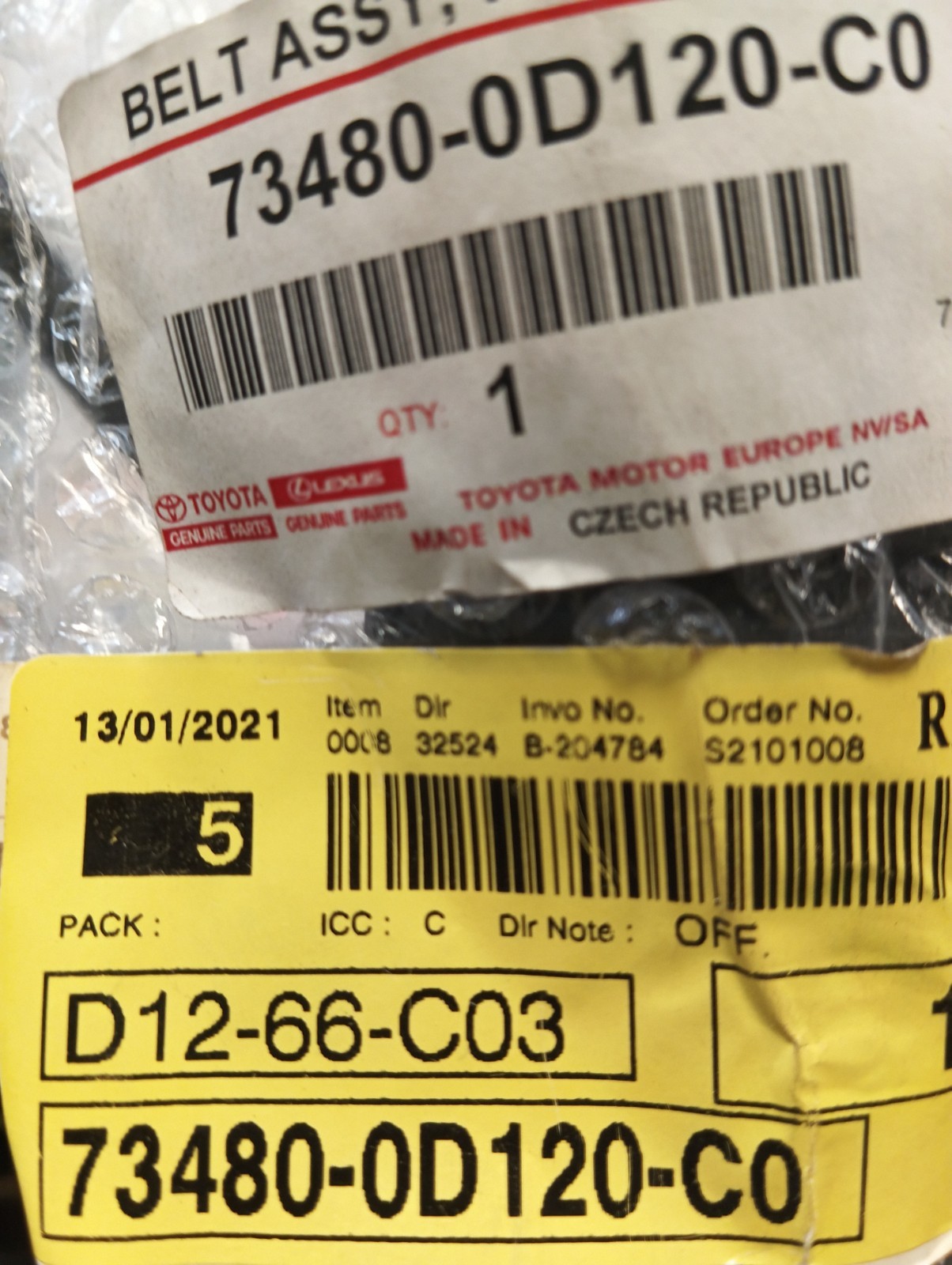 Pomili Dispositivi di sicurezza Toyota Yaris cintura sicurezza posteriore sinistra 73480-0D120-C0