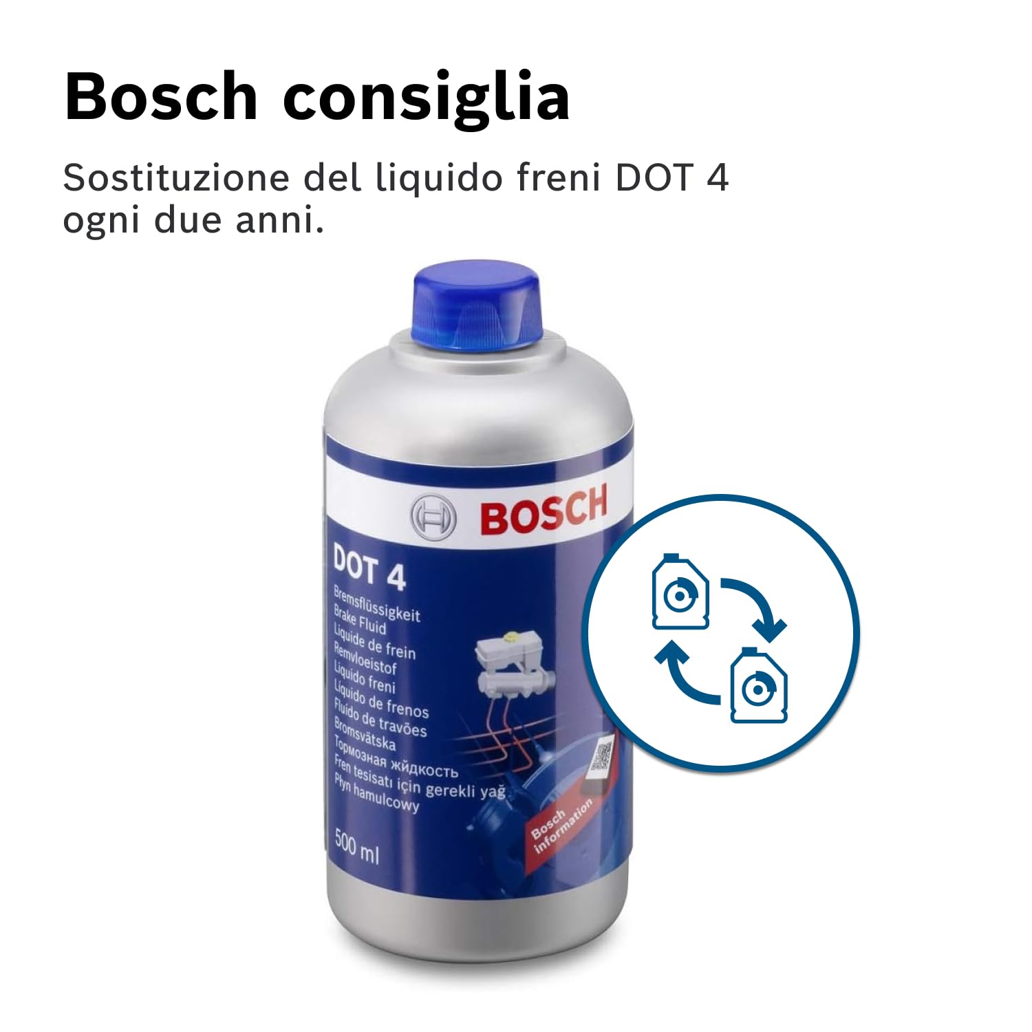 Bosch Sistema frenante liquido freni DOT 4, 500 ml, ABS