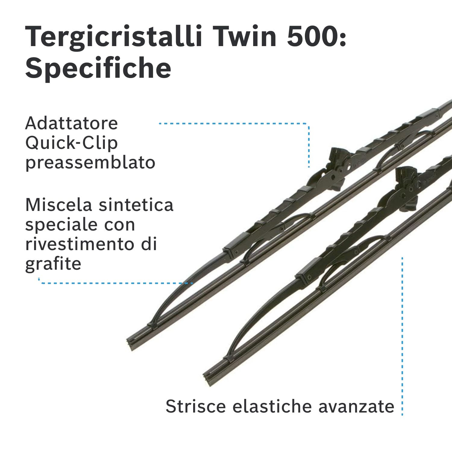 Bosch HCP Spazzole tergicristallo Twin 500 500/500 mm doppia gomma