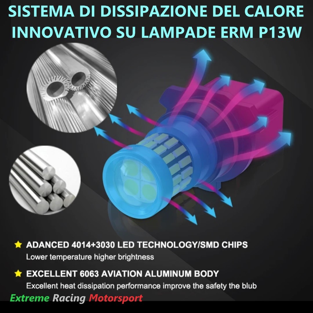 Xtreme Racing Lampadine LED ERM P13W 3030/4014 coppia bianco ghiaccio