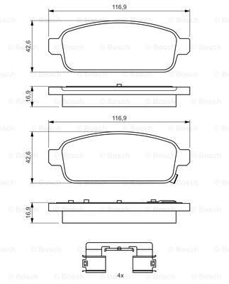 Bosch HCP Sistema frenante BP1357 pastiglie freno posteriori rame