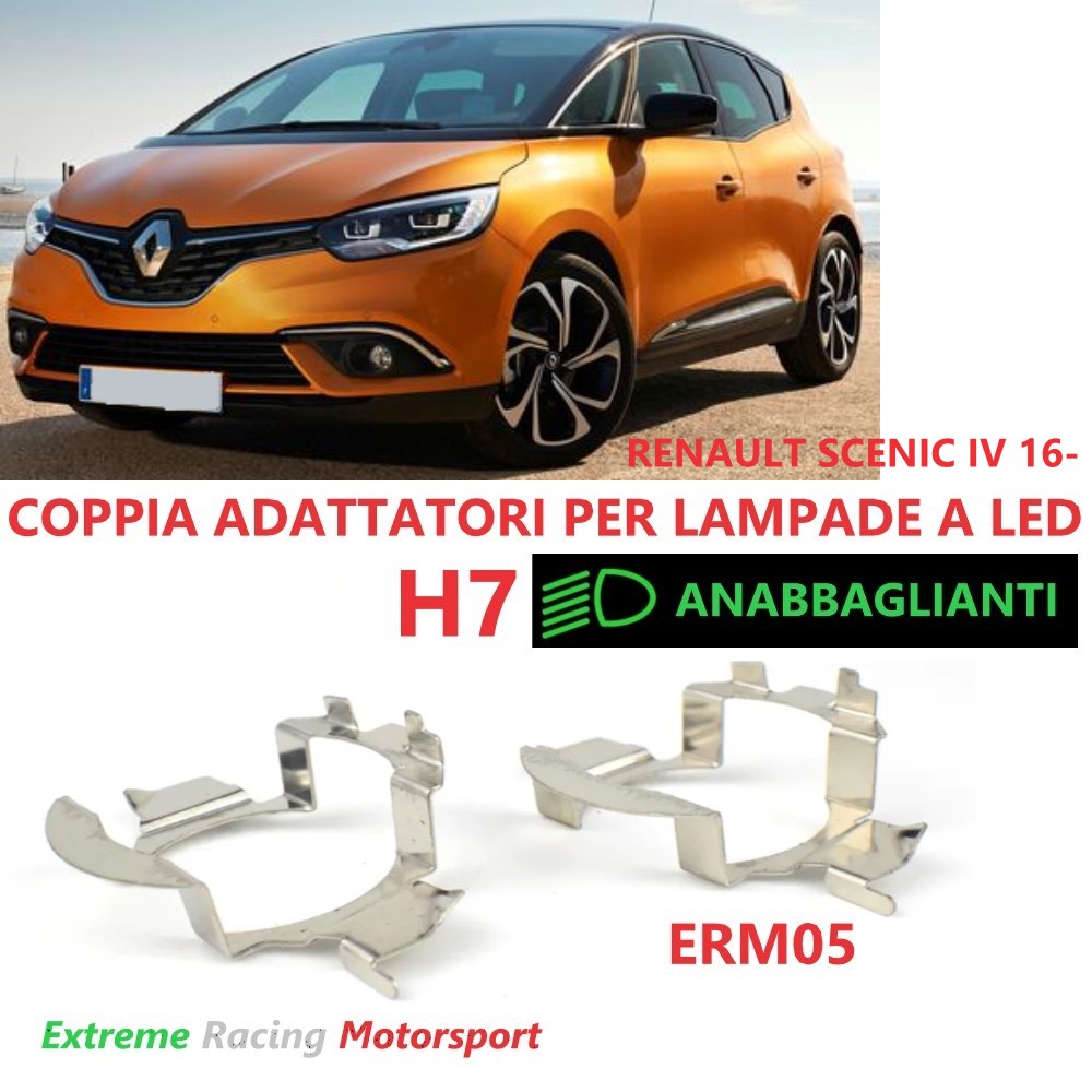 Xtreme Racing Accessori per Illuminazione LED Adattatori Portalampade a Led ERM005 Renault Scenic IV 16- H7