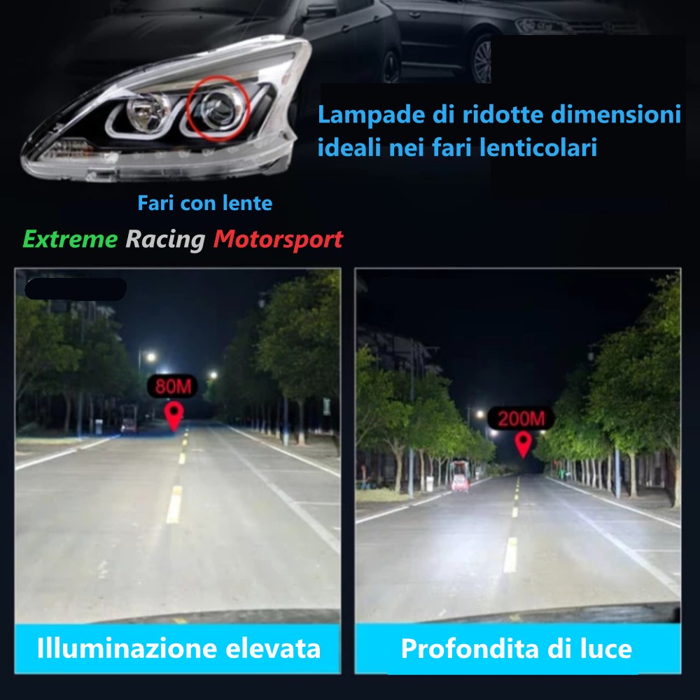 Xtreme Racing Lampadine LED Lampade Led ERM QUARTZ TUBE 360° H7 lampade lenticolari