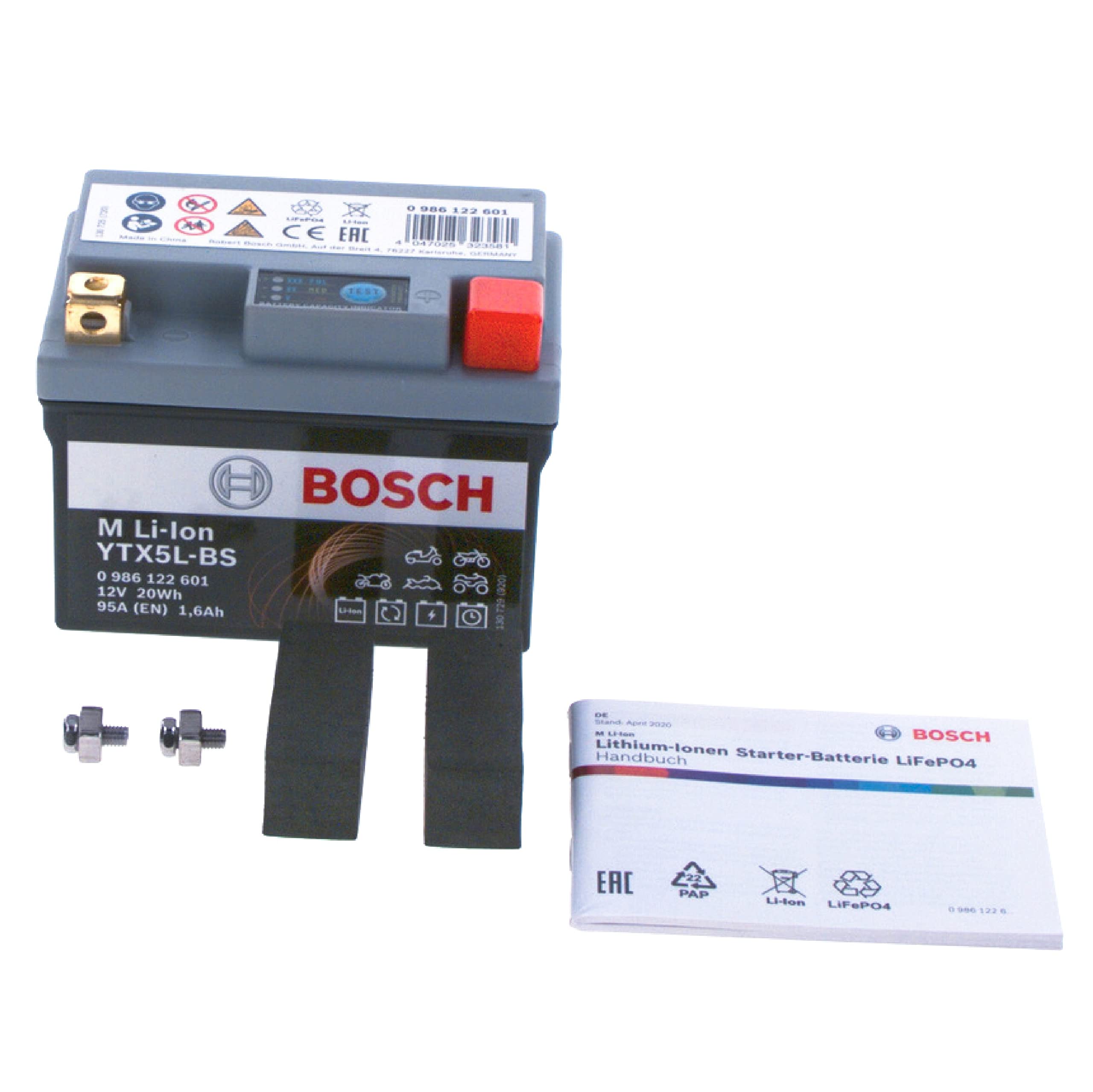 Bosch Batterie 0986122601 batteria moto litio 12 V 1,6 Ah senza manutenzione