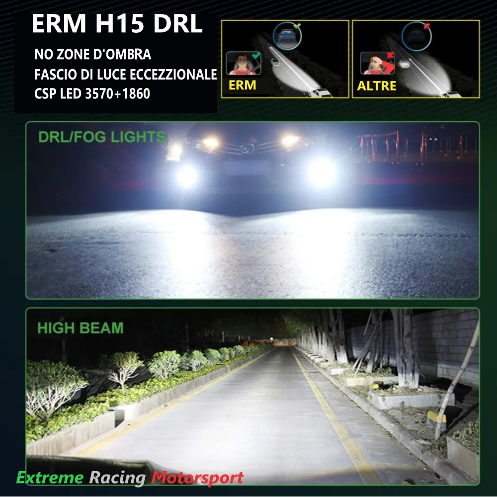 Xtreme Racing Lampadine LED DRL Typ 2 H15 lampadine coppia 6500K 22000 lm